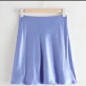 & Other Stories Light Blue Satin Mini Skirt